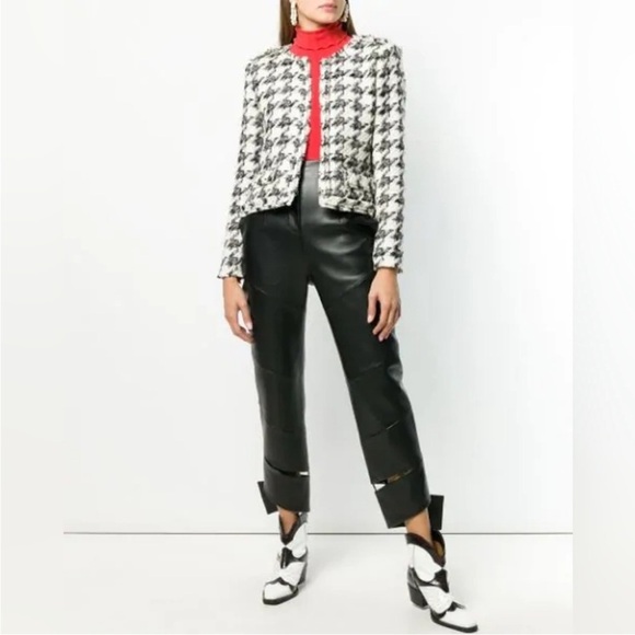 IRO Hope Houndstooth Blazer Wool Blend Lined Long Sleeve Jacket Black White US 8 - Picture 3 of 15
